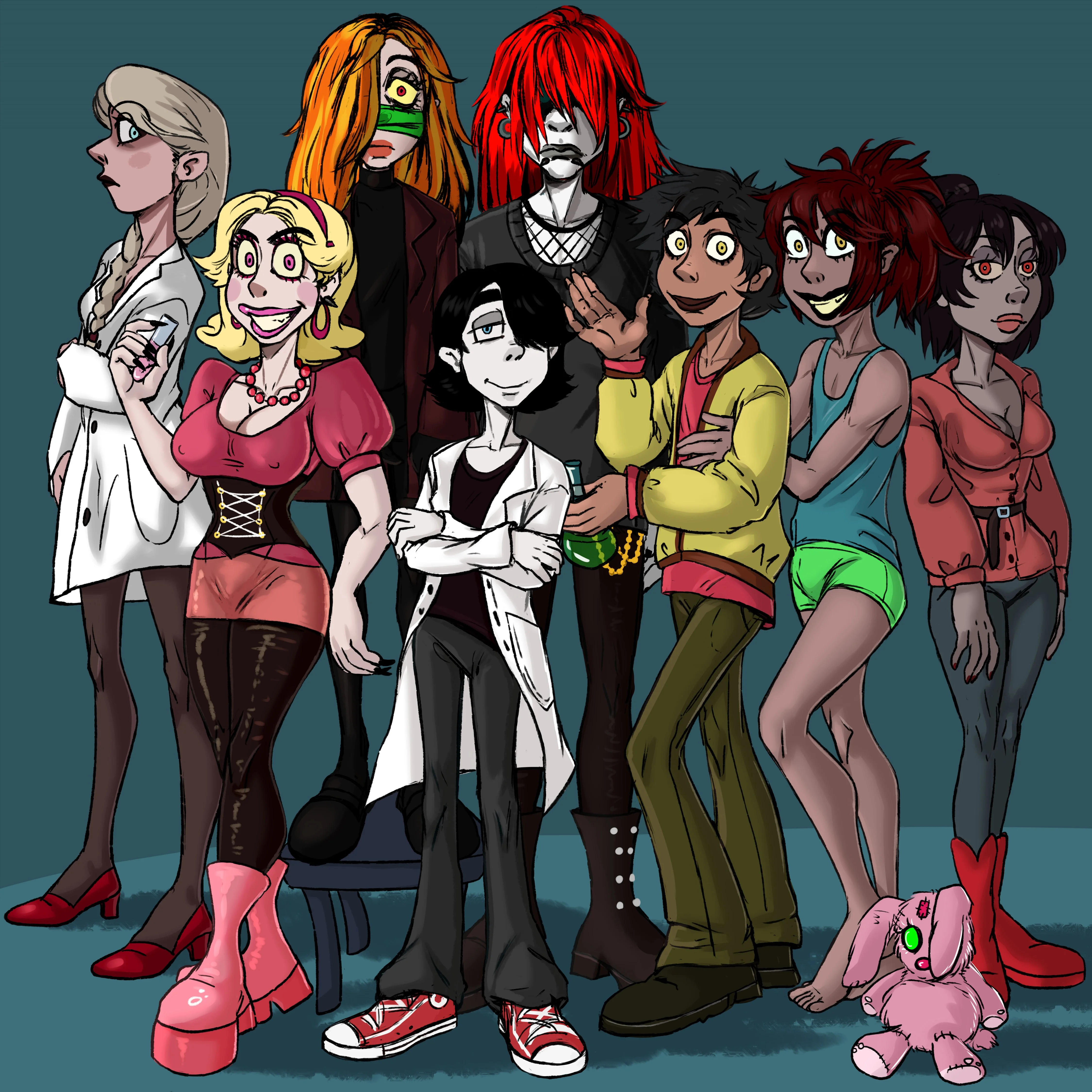 Работники Сильверс гуд и приближённые: Эмилия, Ляля, Камилла, Санни, Феникс, Пегги, Зеус, Вероника и заяц Кортни